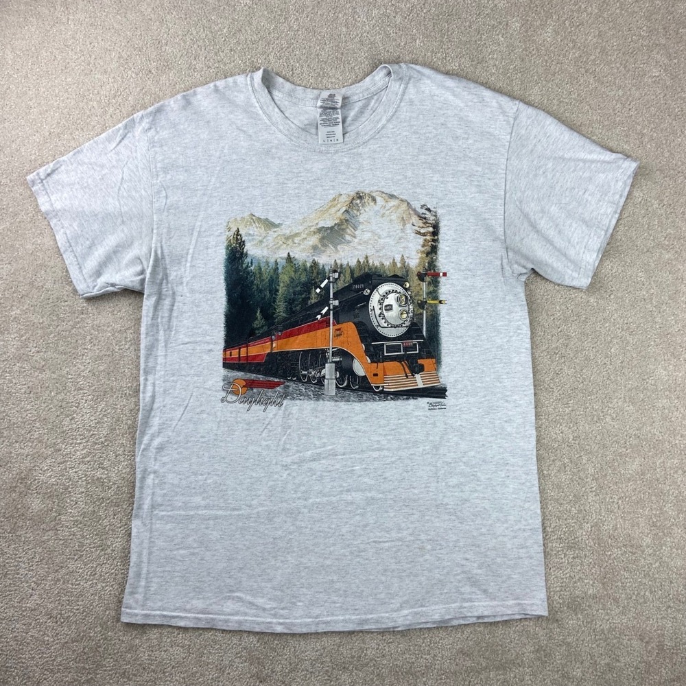 Southern Pacific 4449 Train Graphic Tee Daylight Sales T-Shirt Mens Large Gray